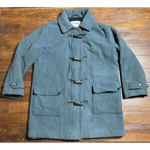 Vintage LL Bean Womens Green Wool Blend Toggle Coat  Sz S Thinsulate *No Hood